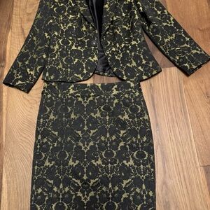 L'Wren Scott at Banana Republic Black and Gold Blazer & Skirt Set